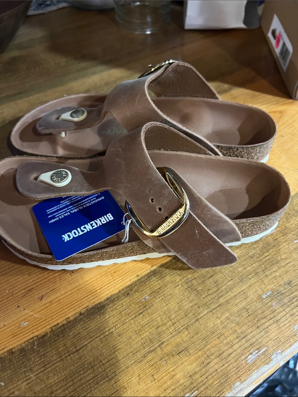Birkenstock Cognac Leather Gizeh Big Buckle Thong Sandal - Picture 8 of 14
